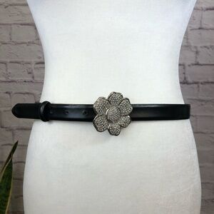 Genuine leather mcbling flower belt